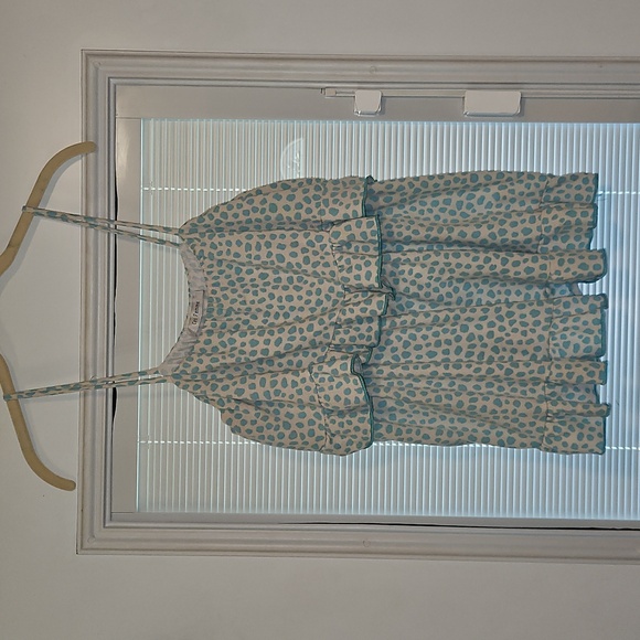 Ces Femme Tops - Ces Femme Women's Blue Polka Dot Ruffle Tank Top Sz Lg